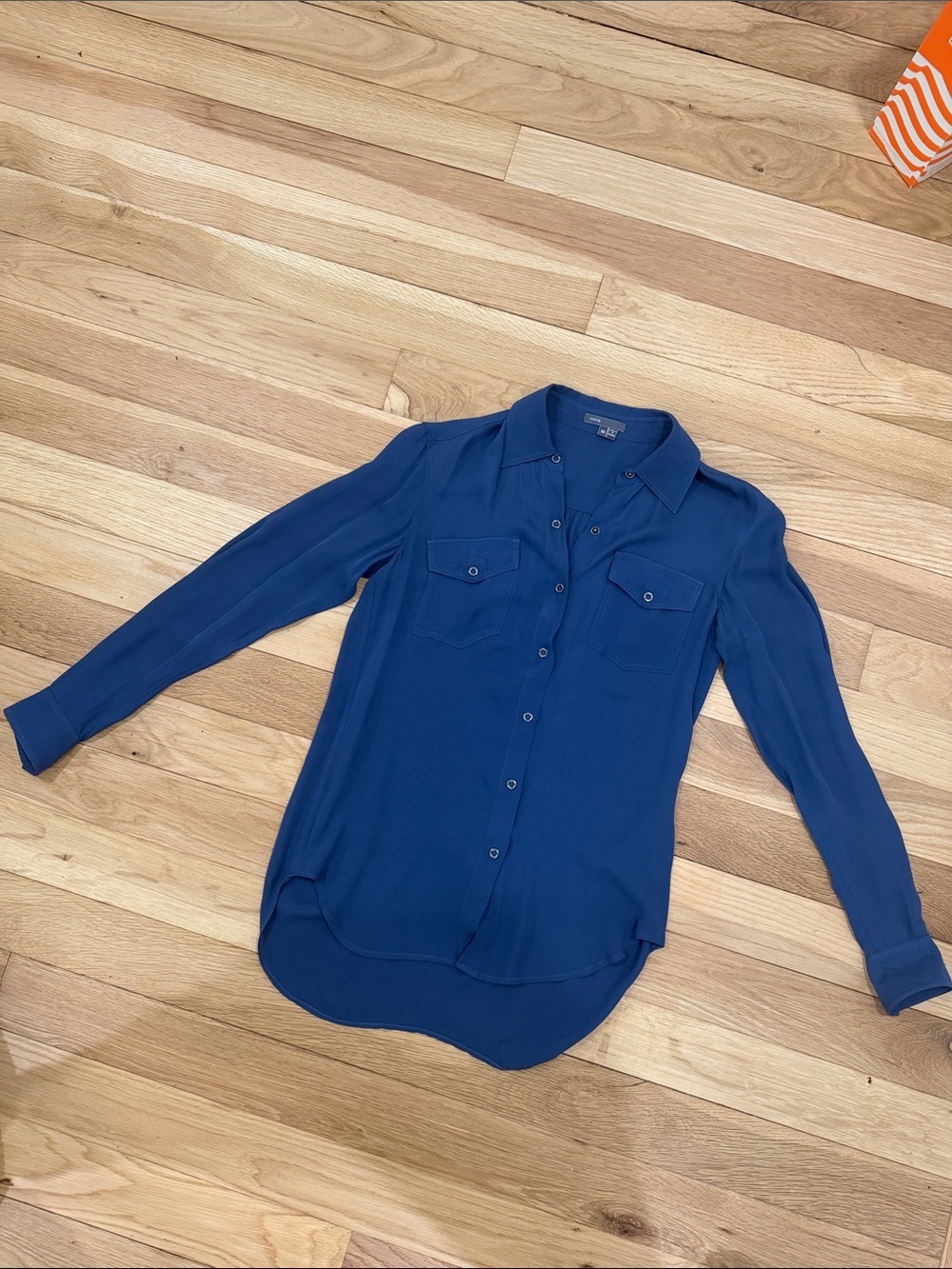 Vince Deep Blue Button-Front Women's Blouse